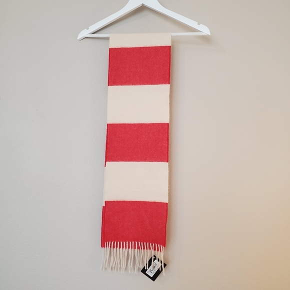 Phenix Cashmere Striped Red and Cream Scarf - Picture 2 of 4